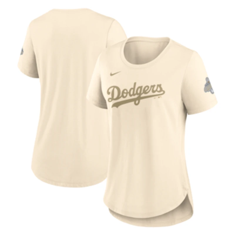 Women's Nike  Natural Los Angeles Dodgers 2026 Gold Collection Tri-Blend Wordmark T-Shirt