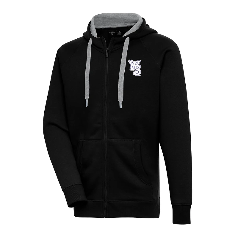 Men's Antigua Black Winston-Salem Dash Victory Full-Zip Hoodie
