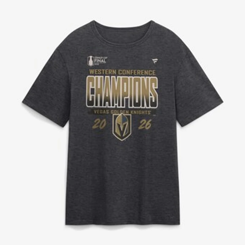 Men's Fanatics Heather Charcoal Vegas Golden Knights 2026 NHL Western Conference Champions Locker Room T-Shirt