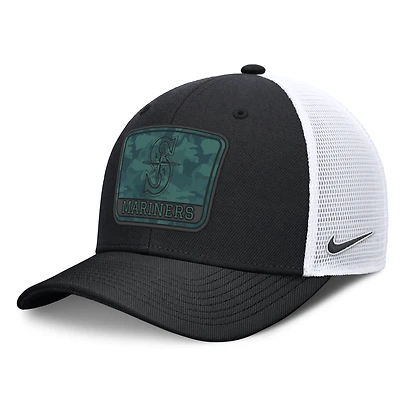 Men's Nike Black/White Seattle Mariners Camo Rise Trucker Dri-FIT Adjustable Hat