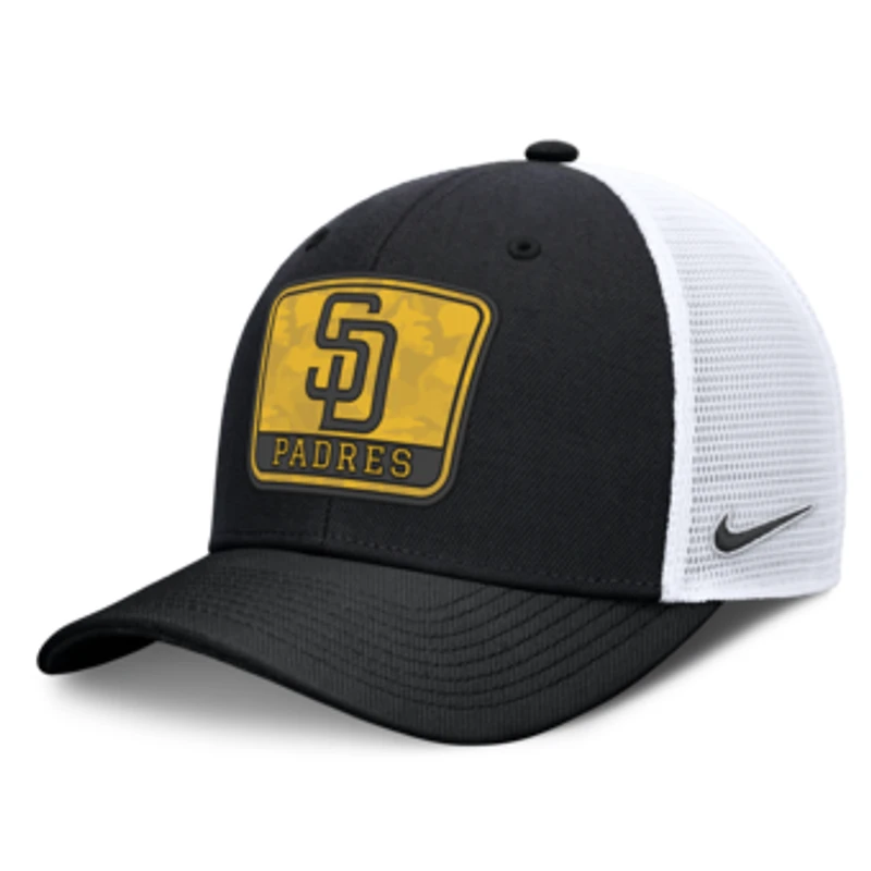 Men's Nike Black/White San Diego Padres Camo Rise Trucker Dri-FIT Adjustable Hat