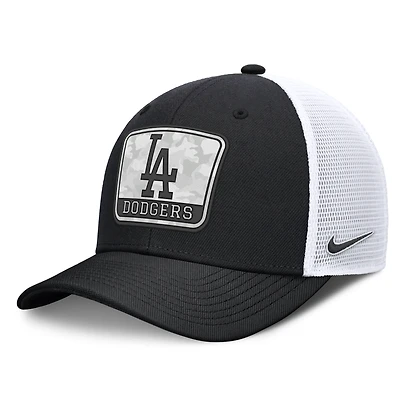 Men's Nike Black/White Los Angeles Dodgers Camo Rise Trucker Dri-FIT Adjustable Hat