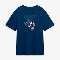 Men's Fanatics Connor Hellebuyck Navy US Men's Olympic Hockey Gold Medal Save T-Shirt