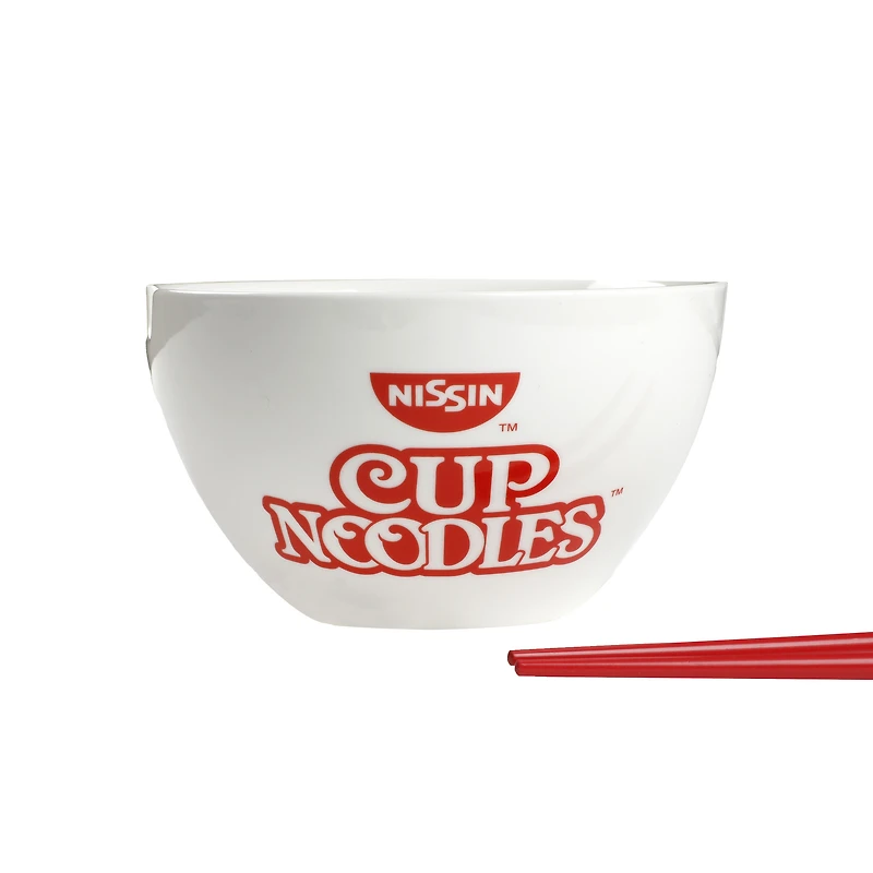 BIOWORLD Nissin Cup Noodles Ceramic Ramen Bowl with Chopsticks