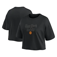 Women's Fanatics New York Knicks Blackout Wave Cropped Top