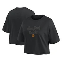 Women's Fanatics New York Knicks Blackout Wave Cropped Top
