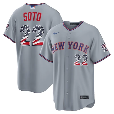 Fourth of July Men's New York Mets Juan Soto Nike Gray USA 250 Stadium Jersey