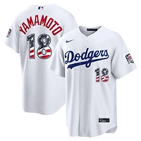 Fourth of July Men's Los Angeles Dodgers Yoshinobu Yamamoto Nike White USA 250 Stadium Jersey