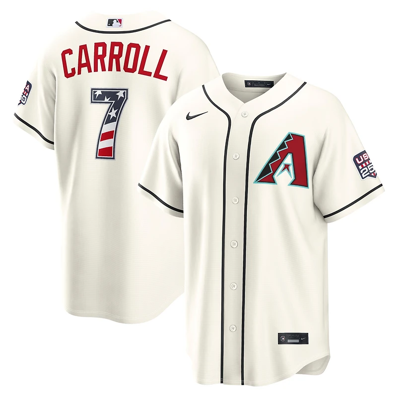 Fourth of July Men's Arizona Diamondbacks Corbin Carroll Nike Cream USA 250 Stadium Jersey