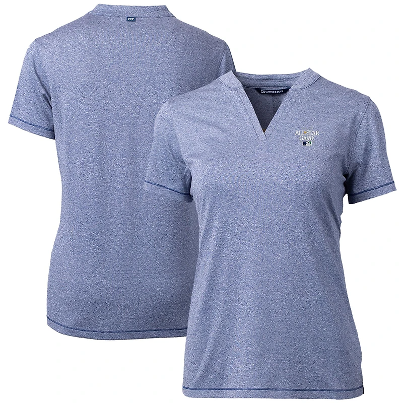 Women's Cutter & Buck  Heather Navy 2023 MLB All-Star Game DryTec Forge Stretch V-Neck Blade Top