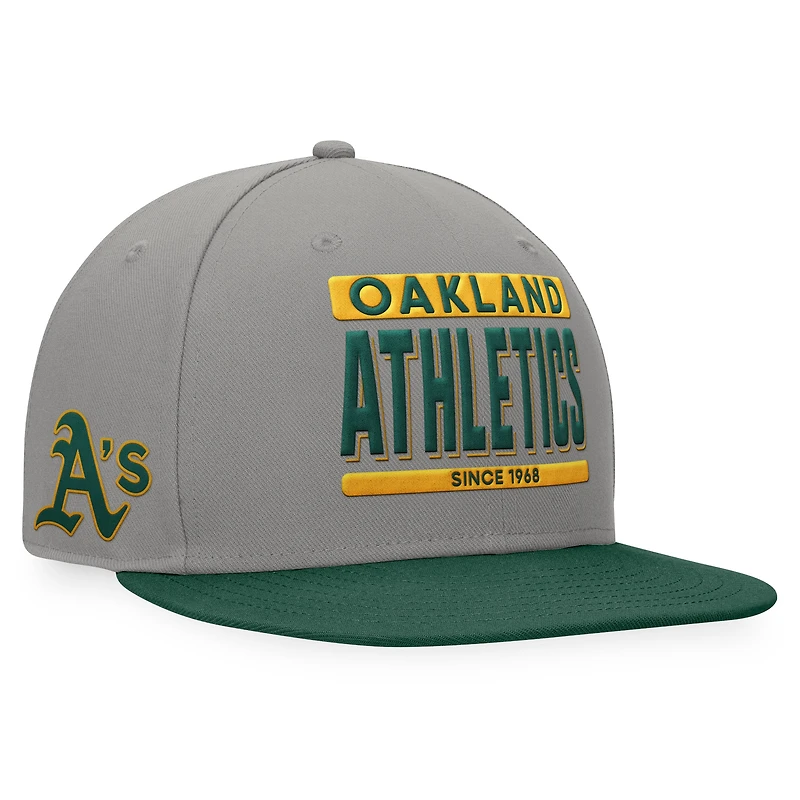 Men's Fanatics Gray/Green Athletics Line Drive Two-Tone Snapback Hat