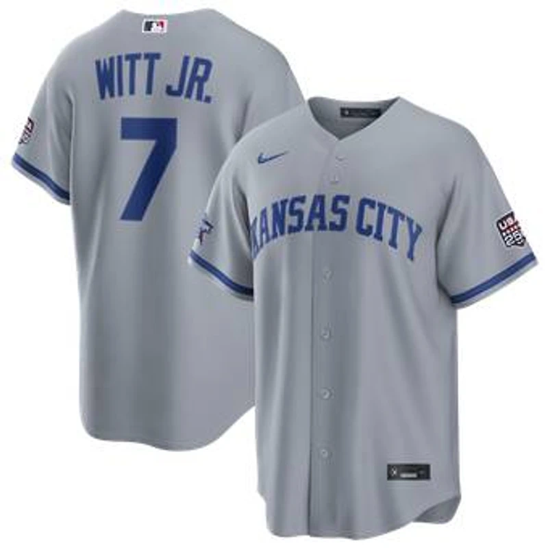 2026 All-Star Game Men's Kansas City Royals Bobby Witt Jr. Nike Gray Replica Jersey