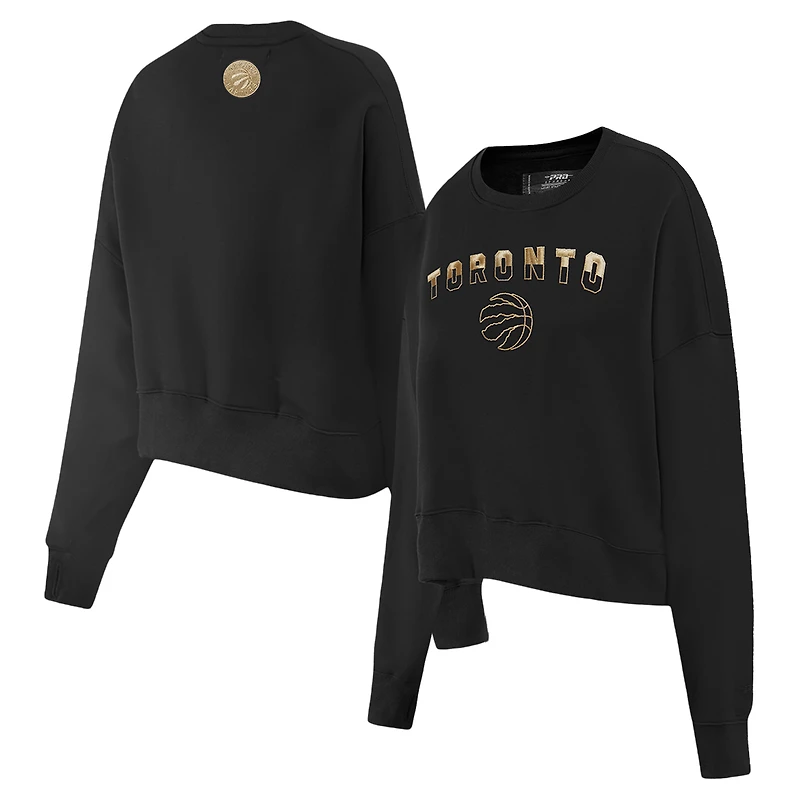 Women's Pro Standard Black Toronto Raptors Glam Cropped Pullover Sweatshirt