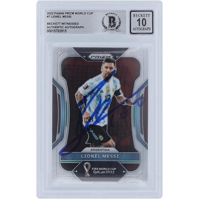 Lionel Messi Argentina National Team Autographed 2022 Panini World Cup Qatar #7 BAS Authenticated 10 Card