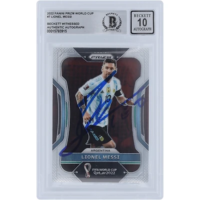 Lionel Messi Argentina National Team Autographed 2022 Panini World Cup Qatar #7 BAS Authenticated 10 Card