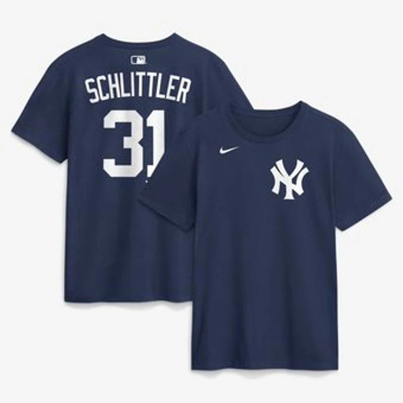 Men's Nike Cam Schlittler Navy New York Yankees Name & Number T-Shirt