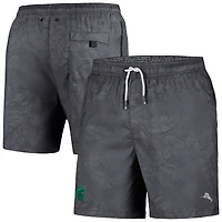 Men's Tommy Bahama Black Michigan State Spartans Naples Layered Leaves Swim Trunks