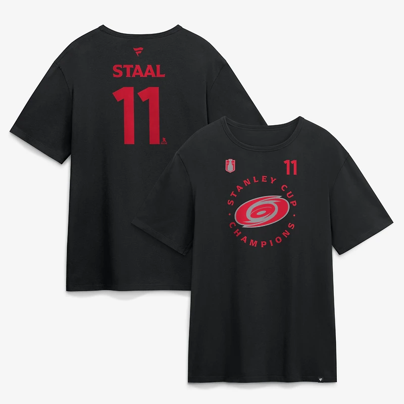 Men's Fanatics Jordan Staal Black Carolina Hurricanes 2026 Stanley Cup Champions Authentic Pro Name & Number T-Shirt