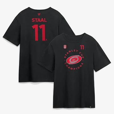 Men's Fanatics Jordan Staal Black Carolina Hurricanes 2026 Stanley Cup Champions Authentic Pro Name & Number T-Shirt