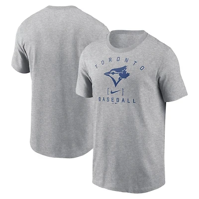 Men's Nike Heather Gray Toronto Blue Jays Home Team Athletic Arch T-Shirt