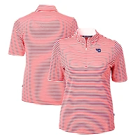 Women's Cutter & Buck  Red Dayton Flyers DryTec Virtue Eco Pique Stripe Recycled Polo