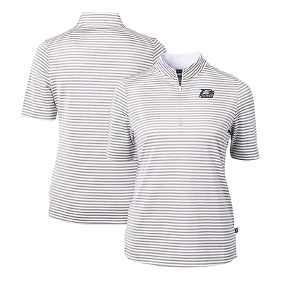 Women's Cutter & Buck  Gray Georgia Southern Eagles DryTec Virtue Eco Pique Stripe Recycled Polo