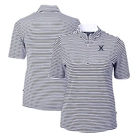 Women's Cutter & Buck  Navy Xavier Musketeers DryTec Virtue Eco Pique Stripe Recycled Polo