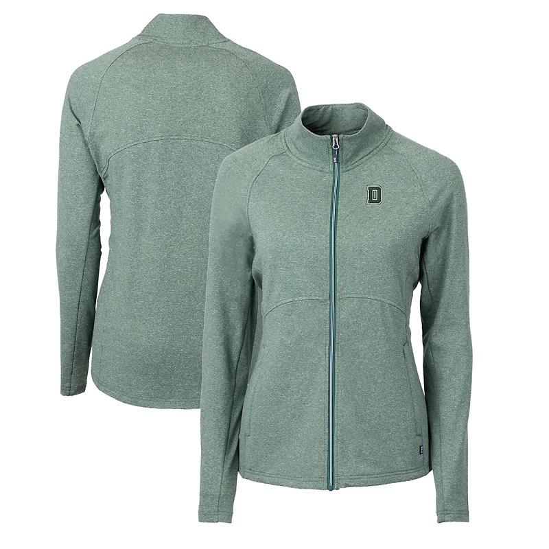 Women's Cutter & Buck  Heather Green Dartmouth Big Green Adapt Eco Knit Heather Recycled Full-Zip Jacket