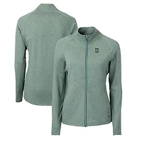 Women's Cutter & Buck  Heather Green Dartmouth Big Green Adapt Eco Knit Heather Recycled Full-Zip Jacket