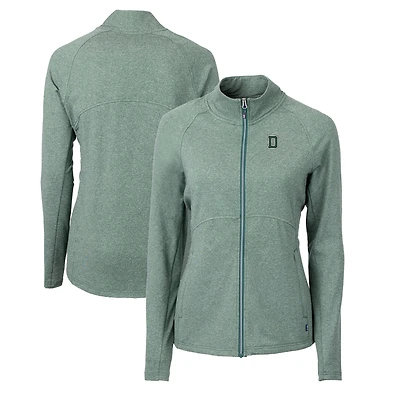 Women's Cutter & Buck  Heather Green Dartmouth Big Green Adapt Eco Knit Heather Recycled Full-Zip Jacket