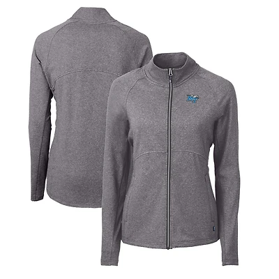 Women's Cutter & Buck  Heather Black MTSU Blue Raiders Adapt Eco Knit Heather Recycled Full-Zip Jacket