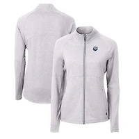 Women's Cutter & Buck  Heather Gray Citadel Bulldogs Adapt Eco Knit Recycled Full-Zip Jacket