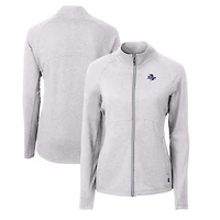 Women's Cutter & Buck  Heather Gray Tulsa Golden Hurricane Adapt Eco Knit Heather Recycled Full-Zip Jacket