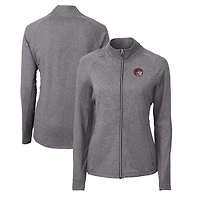 Women's Cutter & Buck  Heather Black Winston-Salem State Rams Adapt Eco Knit Heather Recycled Full-Zip Jacket