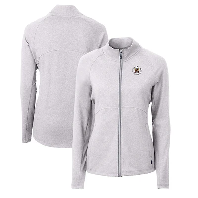 Women's Cutter & Buck  Heather Gray Virginia Military Institute Keydets Adapt Eco Knit Recycled Full-Zip Jacket