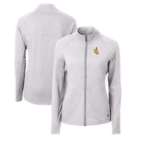 Women's Cutter & Buck  Heather Gray Wyoming Cowboys Adapt Eco Knit Heather Recycled Full-Zip Jacket