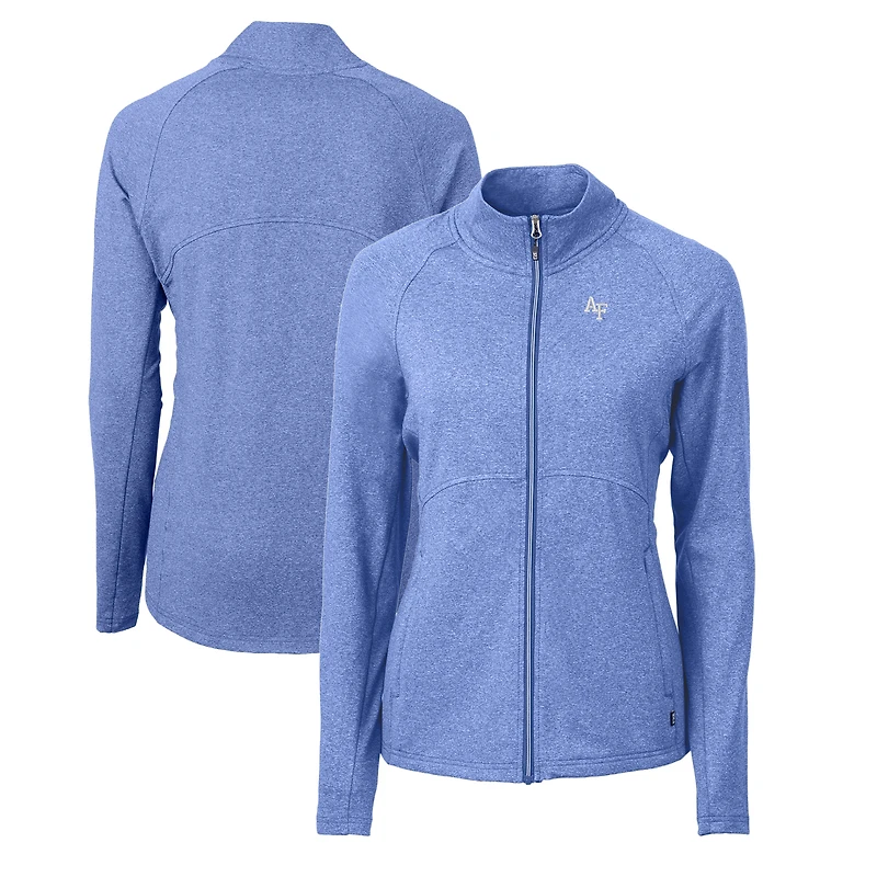 Women's Cutter & Buck  Heather Royal Air Force Falcons Adapt Eco Knit Heather Recycled Full-Zip Jacket