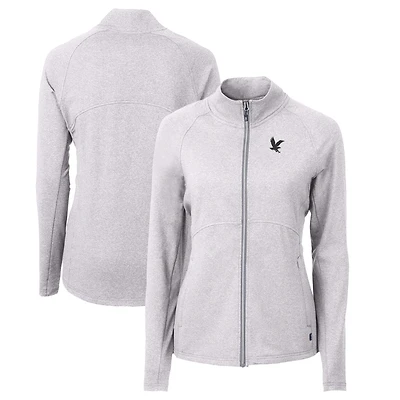 Women's Cutter & Buck  Heather Gray Embry Riddle Eagles Adapt Eco Knit Recycled Full-Zip Jacket