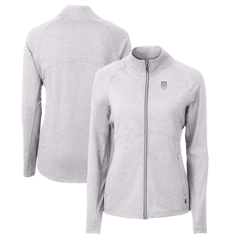 Women's Cutter & Buck Heather Emory Eagles Adapt Eco Knit Heather Recycled Full-Zip Jacket