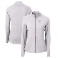 Women's Cutter & Buck Heather Emory Eagles Adapt Eco Knit Heather Recycled Full-Zip Jacket