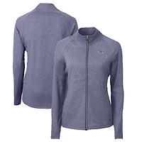 Women's Cutter & Buck  Heather Navy George Washington University Adapt Eco Knit Recycled Full-Zip Jacket