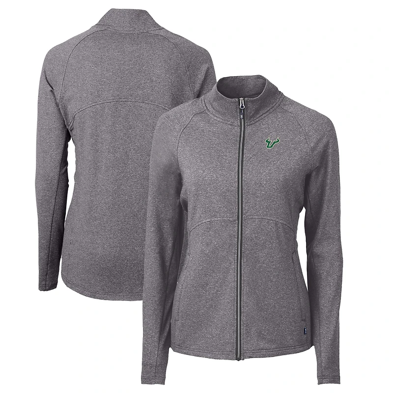 Women's Cutter & Buck  Heather Black South Florida Bulls Adapt Eco Knit Heather Recycled Full-Zip Jacket