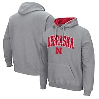 Men's Colosseum Heather Gray Nebraska Huskers Arch & Logo 3.0 Pullover Hoodie