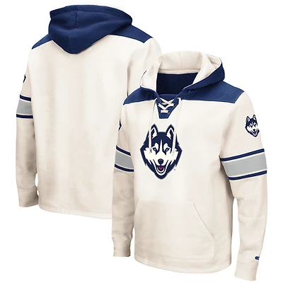 Men's Colosseum Cream UConn Huskies 2.0 Lace-Up Pullover Hoodie