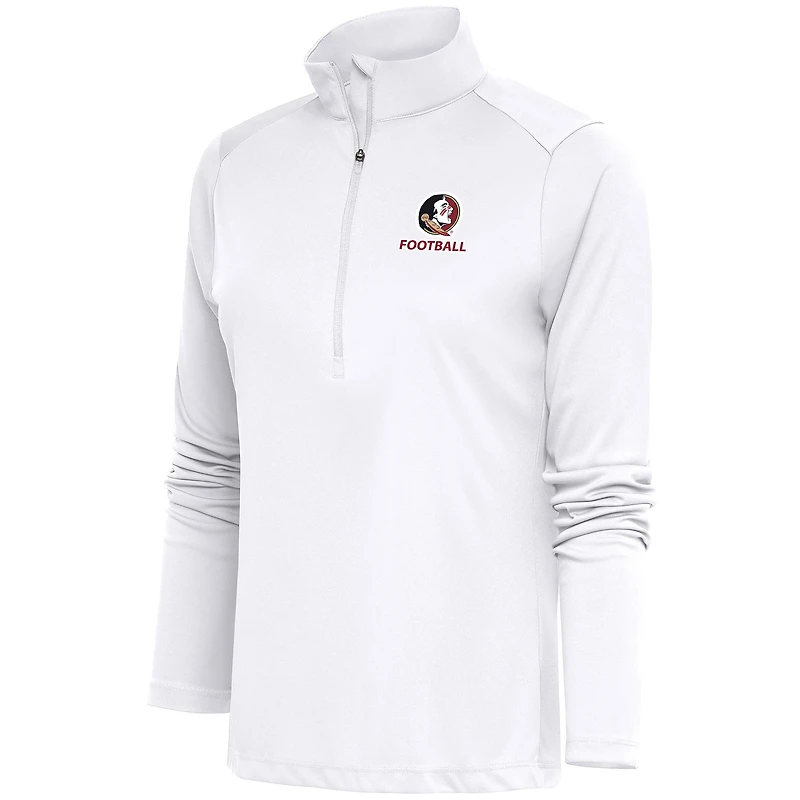 Women's Antigua  White Florida State Seminoles Football Tribute Half-Zip Pullover Top
