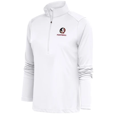Women's Antigua  White Florida State Seminoles Football Tribute Half-Zip Pullover Top
