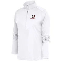 Women's Antigua  White Florida State Seminoles Football Tribute Half-Zip Pullover Top