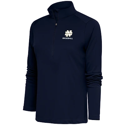 Women's Antigua  Navy Notre Dame Fighting Irish Baseball Tribute Half-Zip Pullover Top
