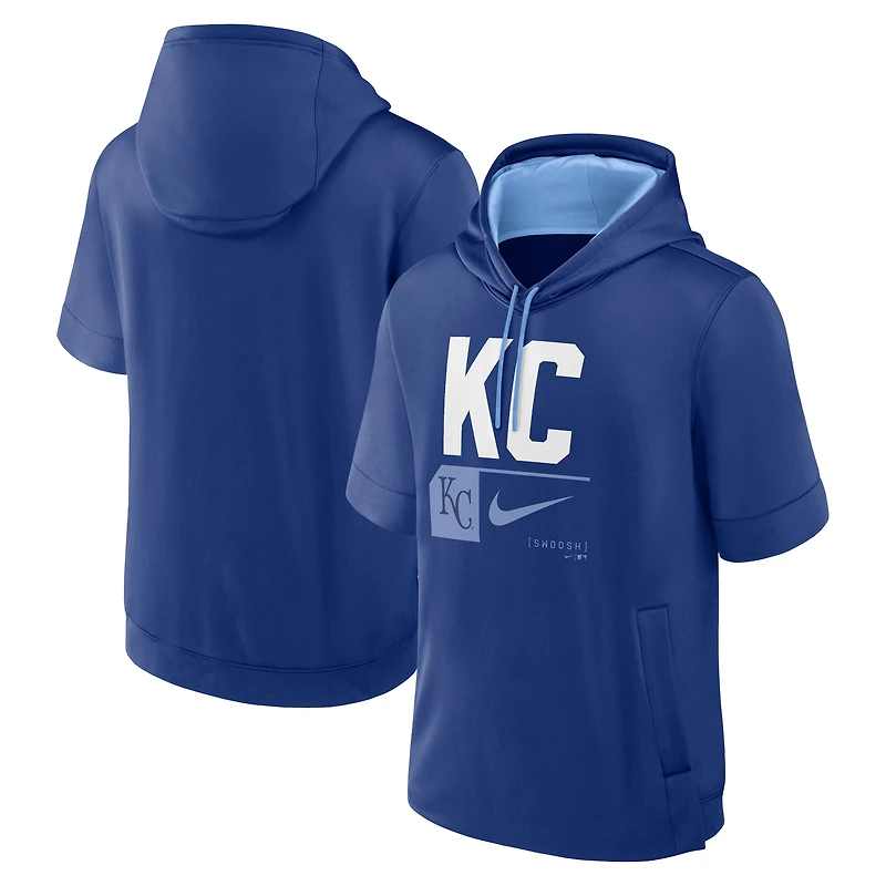 Men's Nike Royal Kansas City Royals Tri Code Lockup Short Sleeve Pullover Hoodie