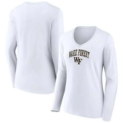 Women's Wake Forest Demon Deacons Campus Long Sleeve V-Neck T-Shirt
